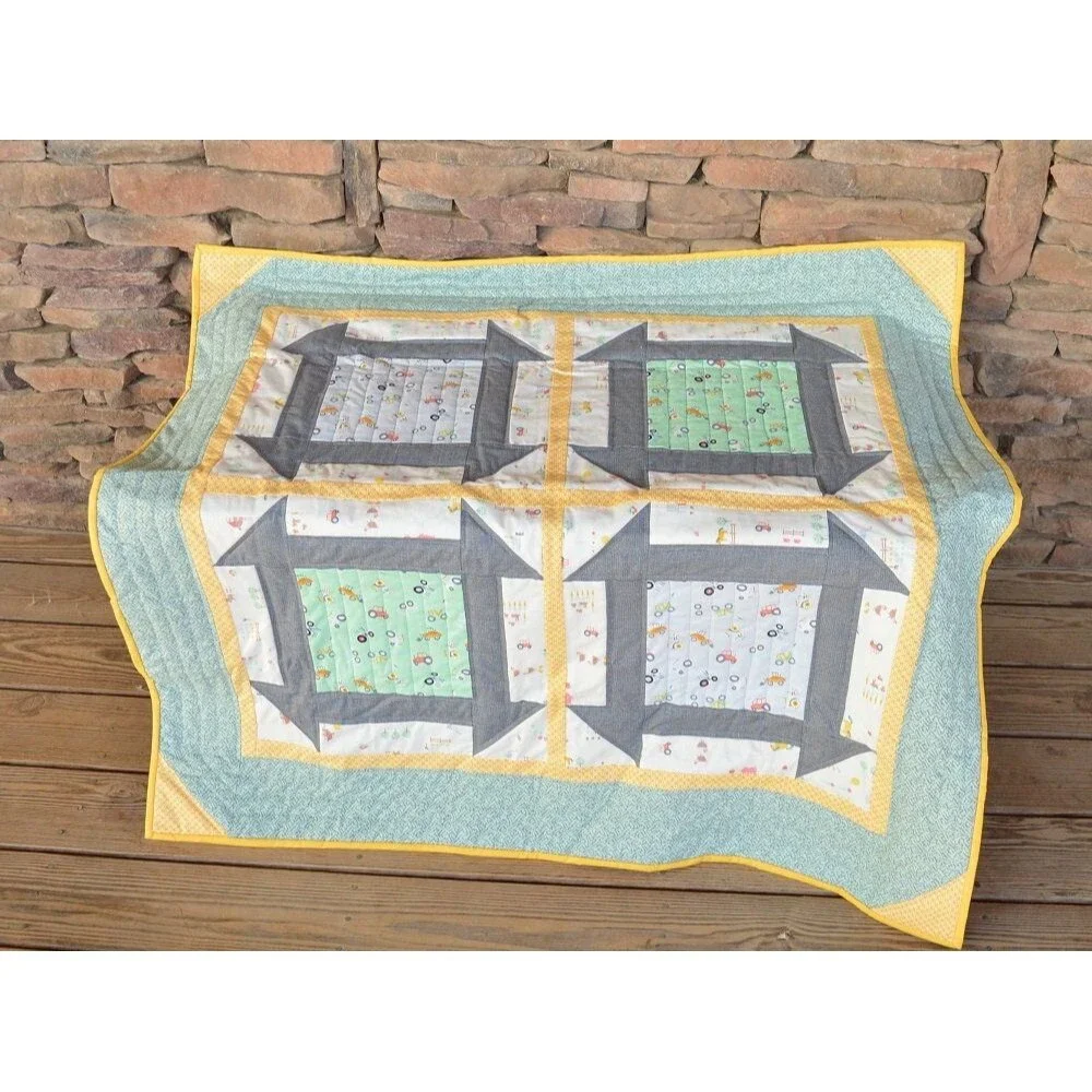 Farm Life Baby Quilt, Boy Patchwork Quilt